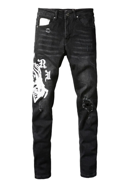 AMIRI Other - AMIRI Black Skinny Jeans with White Graphic Detailing - Men's